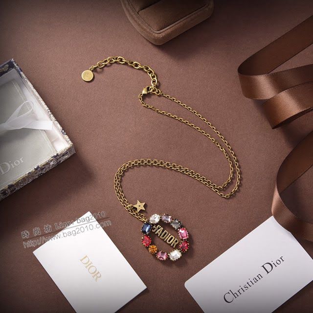 Dior飾品 迪奧經典熱銷款JADIOR彩鑽復古項鏈  zgd1497